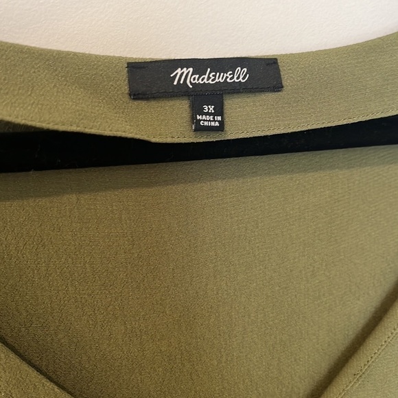 Madewell Novel Shift Summer Dress Vintage Moss Green V Neck Viscose Size 3X - Picture 3 of 6